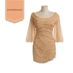 Zimmermann Painted Heart Contour Pom Pom Polka Dot Mini Dress. Size Small.